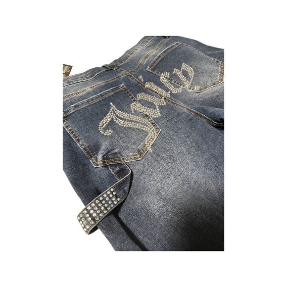 JUICY COUTURE STRAIGHT LEG HIGH WAIST JEANS RHINESTONE LOGO - Picture 4 of 4